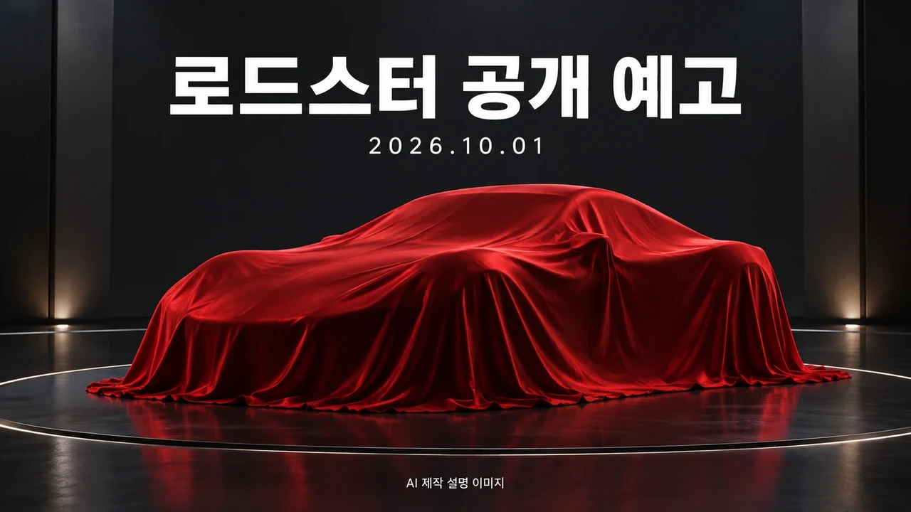 10월 1일 로드스터 공개 예고를 설명하는 AI 제작 이미지, 실제 차량 디자인이 아님